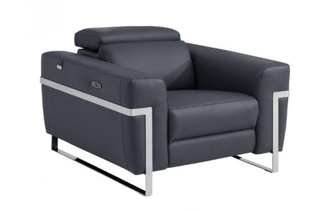990 DivanItalia Dark Gray Top Grain Italian Leather Power Reclining ChairModel:  990-DK-GRAY-CH