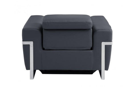 990 DivanItalia Dark Gray Top Grain Italian Leather Power Reclining ChairModel:  990-DK-GRAY-CH