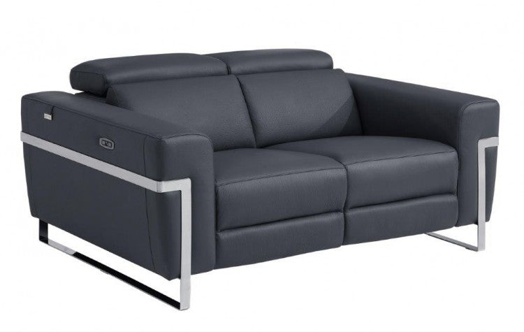 990 DivanItalia Dark Gray Top Grain Italian Leather Loveseat with Power ReclinersModel:  990-DK-GRAY-L