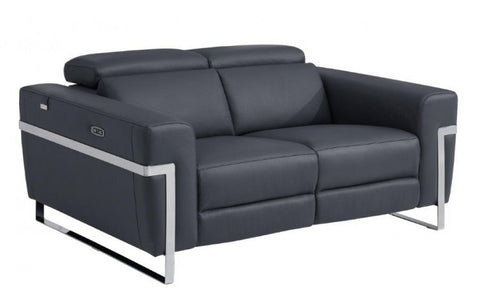 990 DivanItalia Dark Gray Top Grain Italian Leather Loveseat with Power ReclinersModel:  990-DK-GRAY-L