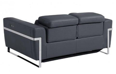 990 DivanItalia Dark Gray Top Grain Italian Leather Sofa with Power ReclinersModel:  990-DK-GRAY-S