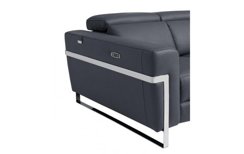 990 DivanItalia Dark Gray Top Grain Italian Leather Sofa with Power ReclinersModel:  990-DK-GRAY-S