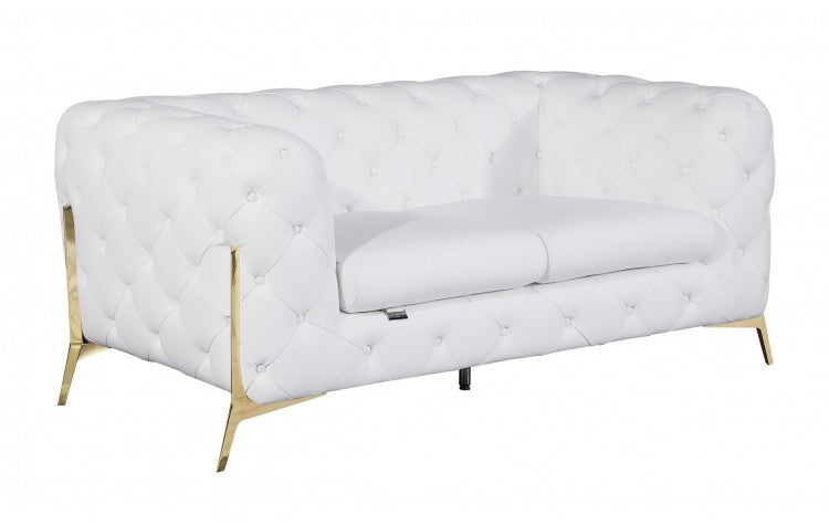 970 DivanItalia White Loveseat – Top Grain Italian LeatherModel:  970-WHITE-L