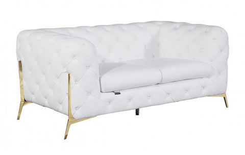 970 DivanItalia White Sofa and Loveseat Set – Top Grain Italian LeatherModel:  970-WHITE-2PC