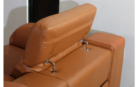 9762 DivanItalia Camel 7-Piece Sectional with 3 Power Recliners and 1 Console – Top Grain Italian LeatherModel:  9762-CAMEL-3PWR-7PC