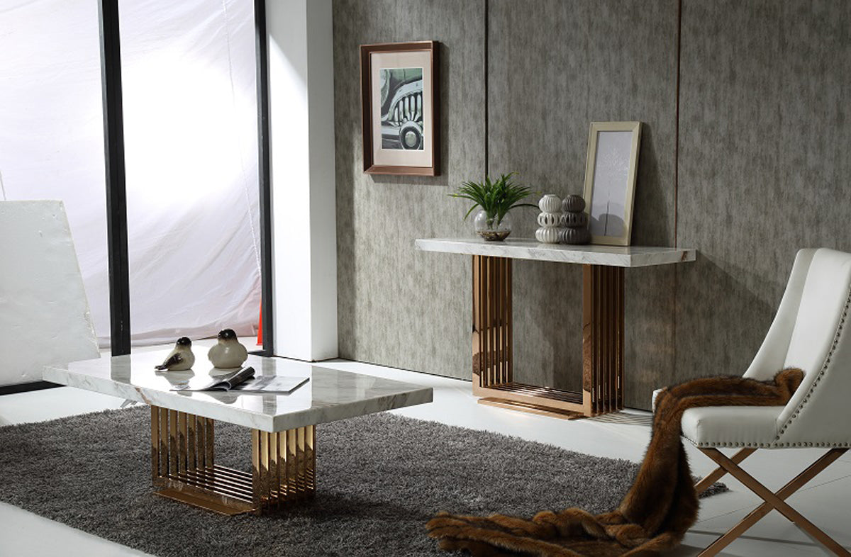 Modrest Kingsley Modern Marble & Rosegold Console Table Model VGVCK8933