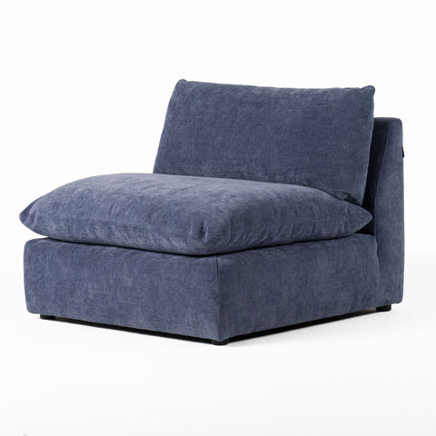 Divani Casa Kinsey Modern Blue Fabric Modular Armless Seat Model VGKK-KF.8035-1.5SEAT-NAVY