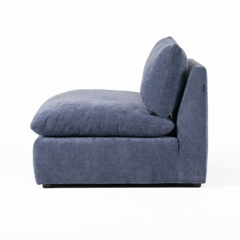 Divani Casa Kinsey Modern Blue Fabric Modular Armless Seat Model VGKK-KF.8035-1.5SEAT-NAVY