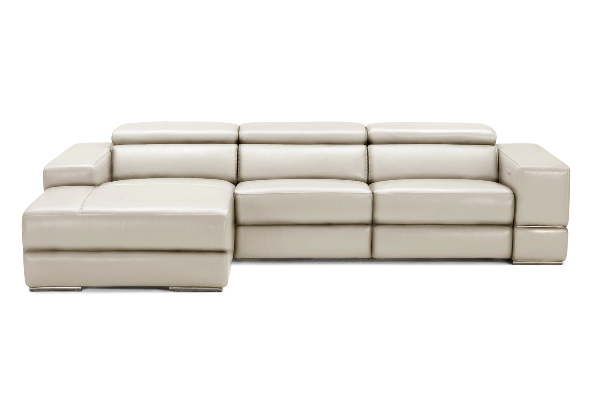 Divani Casa Hilgard Modern Light Grey Leather Left Facing Sectional Sofa With Recliners Model VGKM-KM127H-NL5115