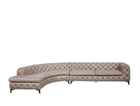 Divani Casa Kohl Contemporary Tan Laf Curved Shape Sectional Sofa With Chaise Model VGEV2179-TAN-LAF-SECT