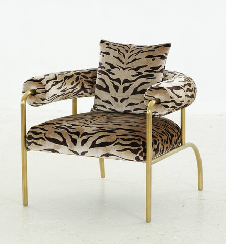 Modrest Kola Gold Zebra Print Accent Chair Model VGODZW-21051-GOLD-CH