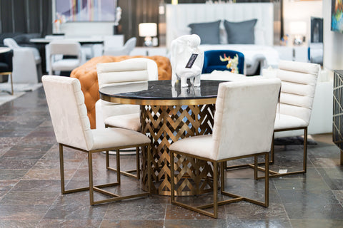 Modrest Kowal Glam Black Marble Dining Table Model VGGMM-DT-1426