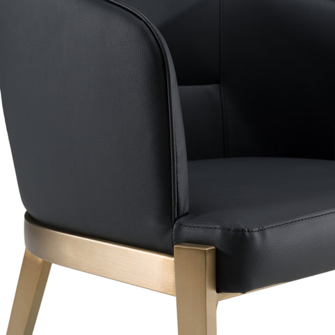 Modrest Kravitz Modern Dark Grey Vegan Leather & Antique Brass Dining Chair Model VGGAGA-6206CH-1-GRY