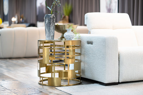 Modrest Kudo Glam Clear Glass And Gold Glass End Table Model VGODLZ-219E