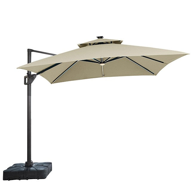SANO 10 FT SQUARE UMBRELLA W/ DOUBLE TOP W/ LED LIGHT + 37" LARGE BASE
