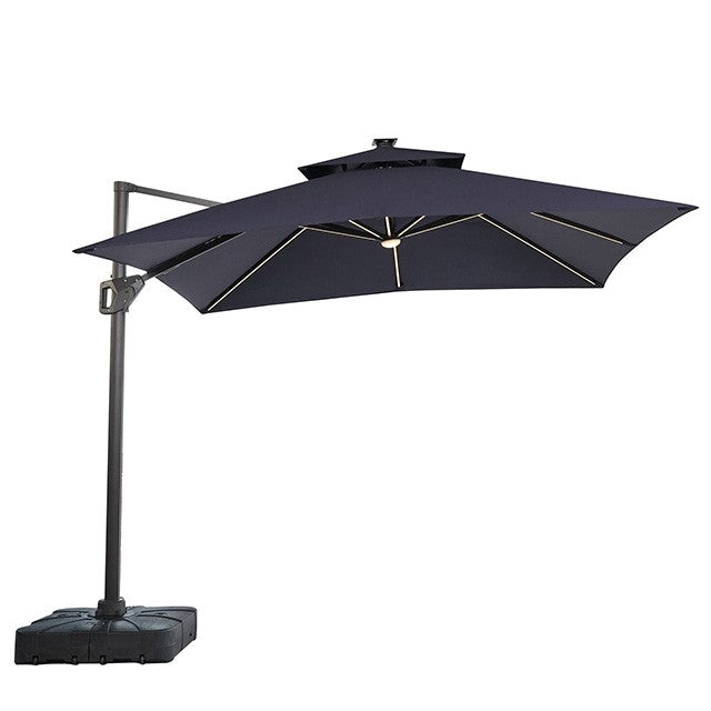 SANO 10 FT SQUARE UMBRELLA W/ DOUBLE TOP W/ LED LIGHT + 37" LARGE BASE