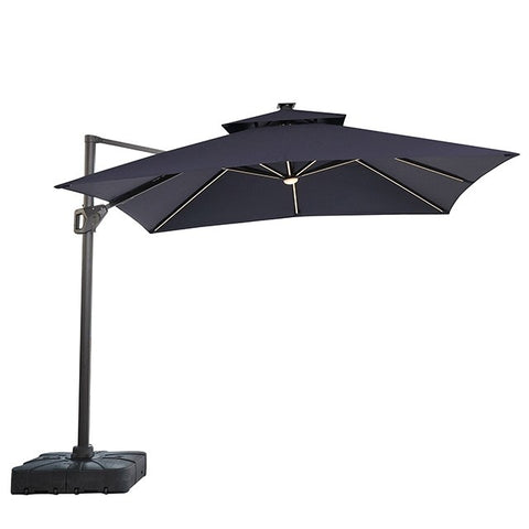 SANO 10 FT SQUARE UMBRELLA W/ DOUBLE TOP W/ LED LIGHT + 37" LARGE BASE