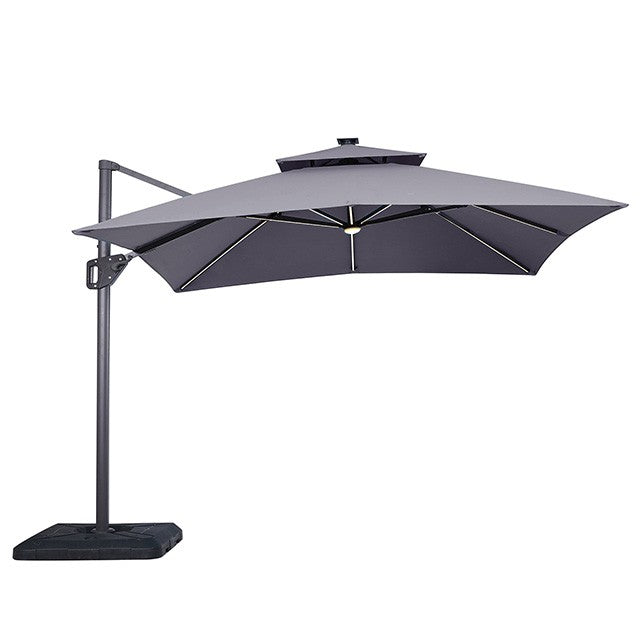 SANO 10 FT SQUARE UMBRELLA W/ DOUBLE TOP W/ LED LIGHT + 37" LARGE BASE