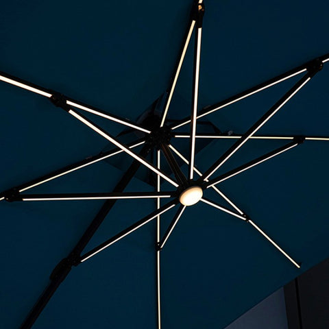 SANO 10 FT SQUARE UMBRELLA W/ DOUBLE TOP W/ LED + 37" LARGE BASE