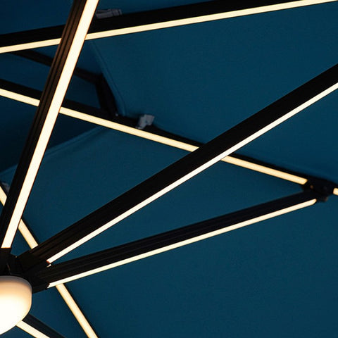 SANO 10 FT SQUARE UMBRELLA W/ DOUBLE TOP W/ LED + 37" LARGE BASE