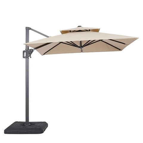 FIDA 8 FT SQUARE UMBRELLA W/ DOUBLE TOP + 37" LARGE BASE