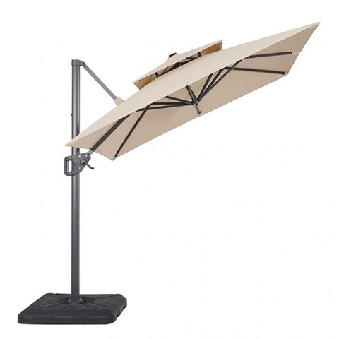 FIDA 8 FT SQUARE UMBRELLA W/ DOUBLE TOP + 37" LARGE BASE