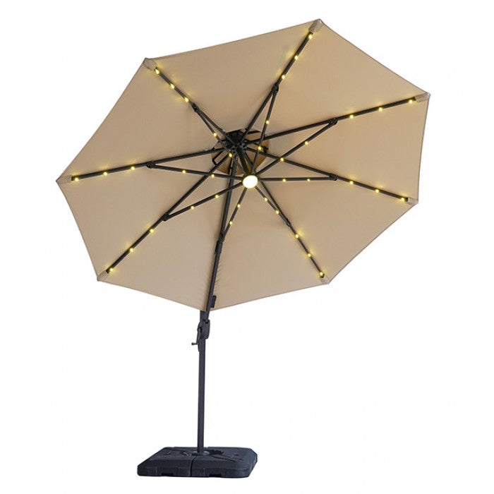 NUTI 10 FT ROUND UMBRELLA W/ LED LIGHT + 37" LARGE BASE