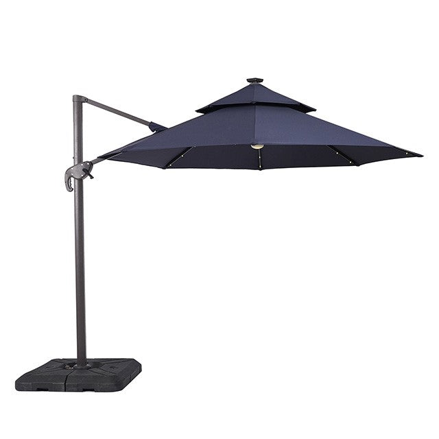 NUTI 10 FT ROUND UMBRELLA W/ LED LIGHT + 37" LARGE BASE