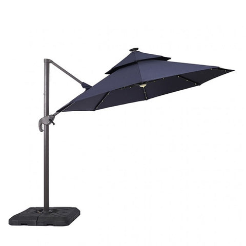 NUTI 10 FT ROUND UMBRELLA W/ LED LIGHT + 37" LARGE BASE