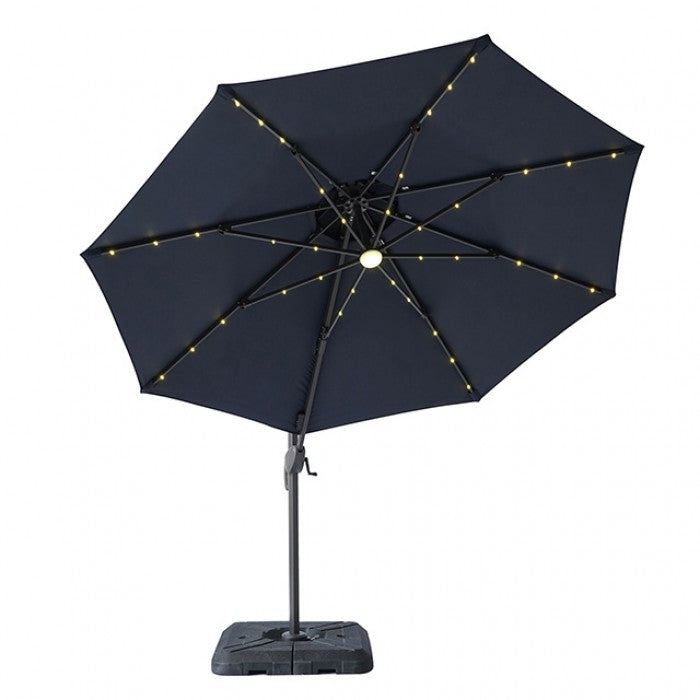 NUTI 10 FT ROUND UMBRELLA W/ LED LIGHT + 37" LARGE BASE