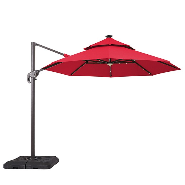 NUTI 10 FT ROUND UMBRELLA W/ LED LIGHT + 37" LARGE BASE