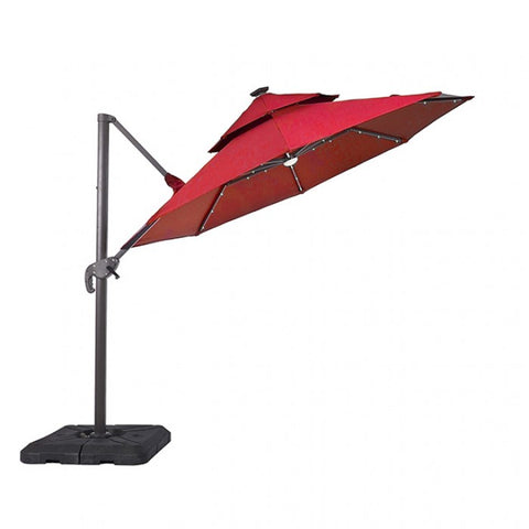 NUTI 10 FT ROUND UMBRELLA W/ LED LIGHT + 37" LARGE BASE