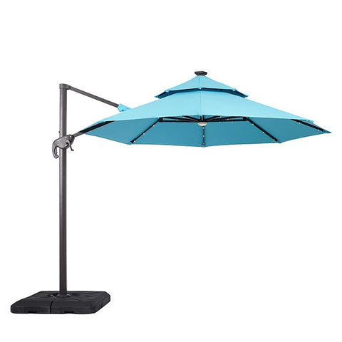 NUTI 10 FT ROUND UMBRELLA W/ LED LIGHT + 37" LARGE BASE
