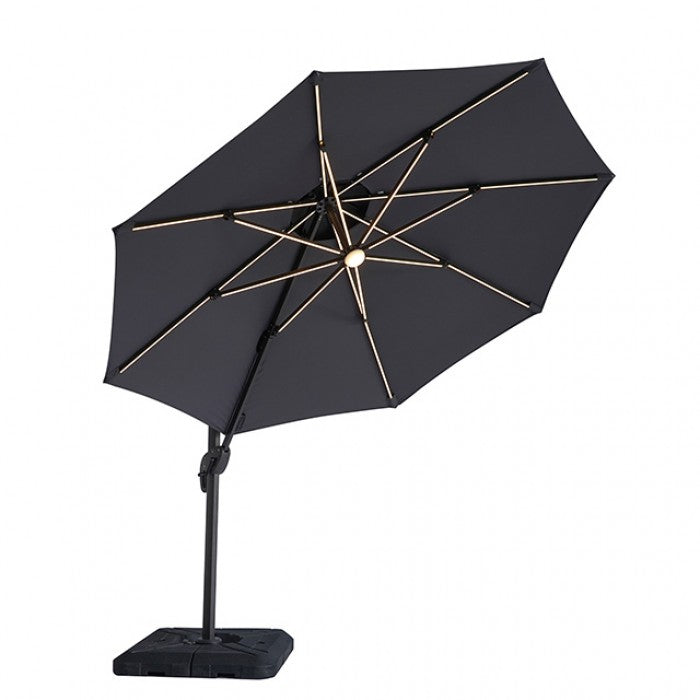 NUTI 10 FT ROUND UMBRELLA W/ LED LIGHT + 37" LARGE BASE