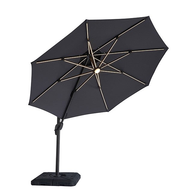 FERA 10 FT ROUND UMBRELLA W/ LED BULB + 37" LARGE BASE