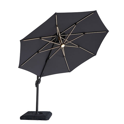 FERA 10 FT ROUND UMBRELLA W/ LED BULB + 37" LARGE BASE