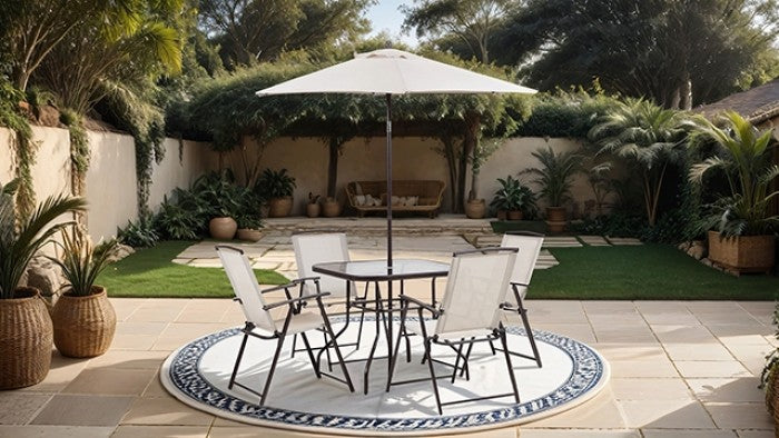 Fallone 7 Pc. Outdoor Dining Set Model La-D004Br-6Pk-Umbrella By Furniture Of America 