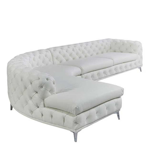 Divani Casa Kohl Contemporary White Laf Curved Shape Sectional Sofa With Chaise Model VGEV-2179-WHT-LAF-SECT