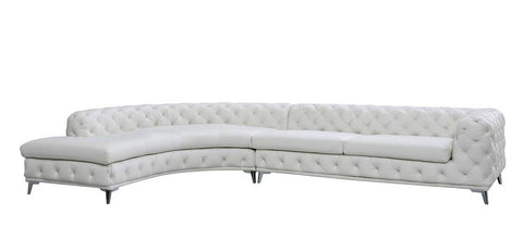 Divani Casa Kohl Contemporary White Laf Curved Shape Sectional Sofa With Chaise Model VGEV-2179-WHT-LAF-SECT