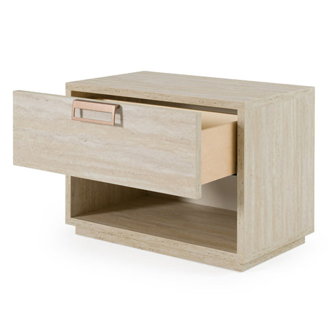 Lamod Italia Lago Modern Faux Travertine Nightstand Model VGAC-LAGO-NS