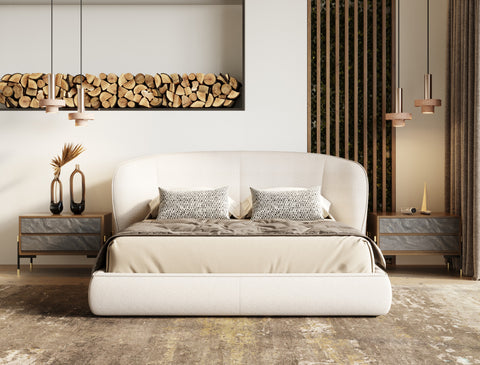 Modrest Lambert Modern Beige Fabric Upholstered Bed Model VGEVA149-BGE-BED-01