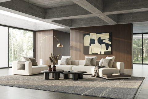 Lamod Siret Modern Ivory Fabric Modular Sectional With Coffee Table Model VGBB-HR-SOFA-IVY