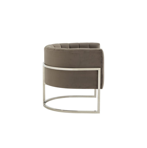 Modrest Landau Modern Grey Velvet & Stainless Steel Accent Chair Model VGRHAC-406-GRAY