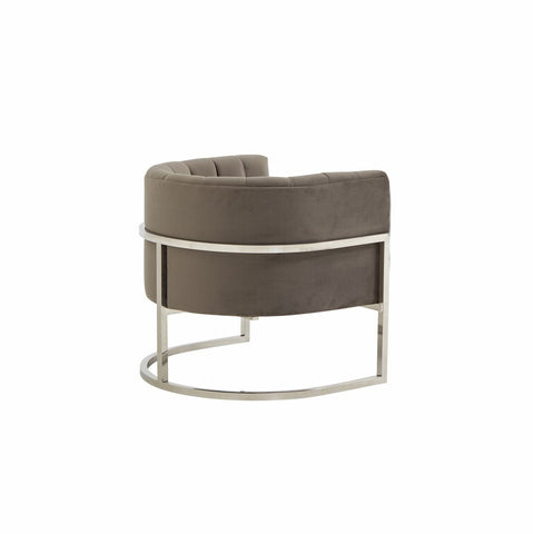 Modrest Landau Modern Grey Velvet & Stainless Steel Accent Chair Model VGRHAC-406-GRAY