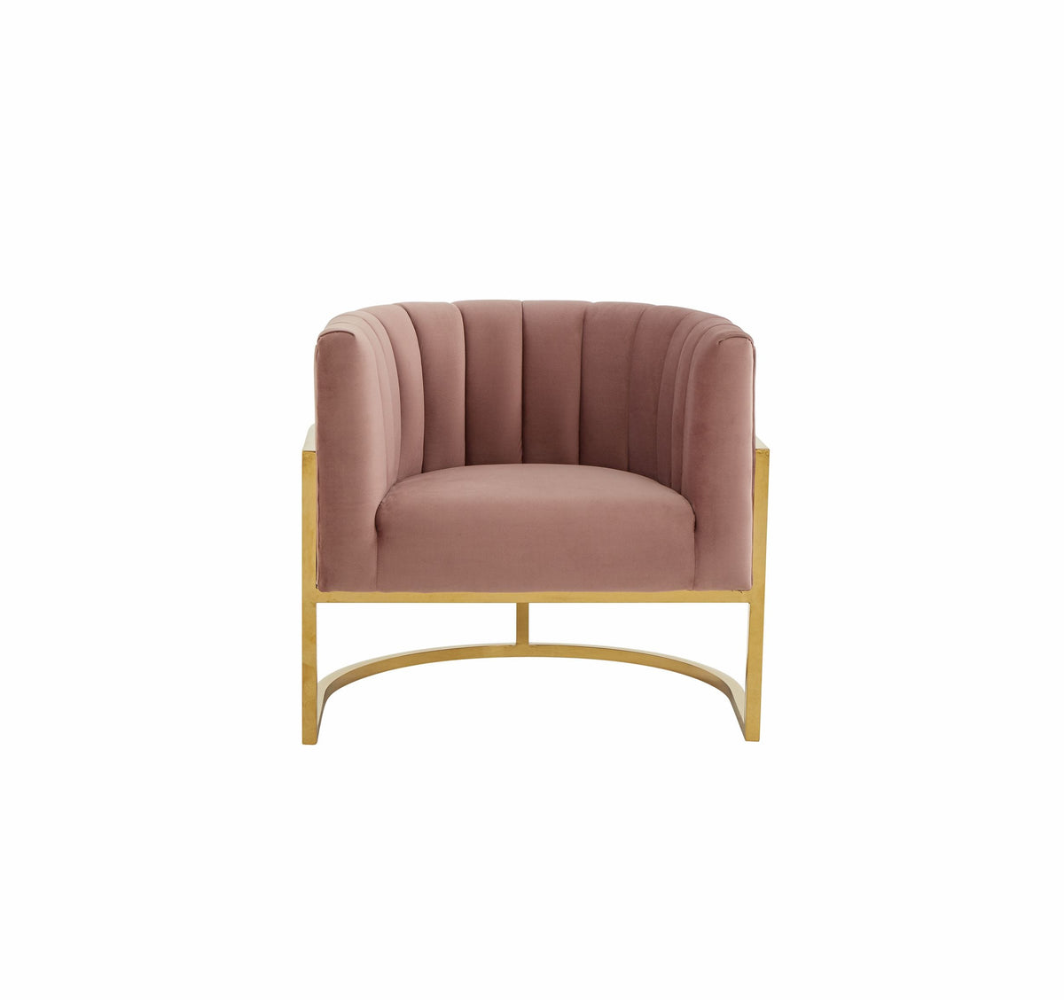 Modrest Landau Modern Pink Velvet & Gold Stainless Steel Accent Chair Model VGRHAC-406-PINK