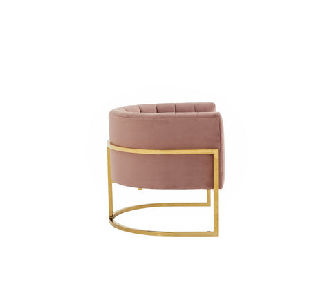 Modrest Landau Modern Pink Velvet & Gold Stainless Steel Accent Chair Model VGRHAC-406-PINK
