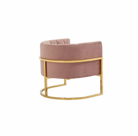 Modrest Landau Modern Pink Velvet & Gold Stainless Steel Accent Chair Model VGRHAC-406-PINK