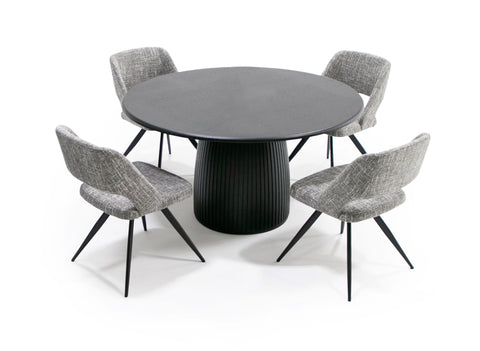 Modrest Lander Modern Mid Century Black Oak Round Dining Table  Model VGDW-J3630-1-BLK