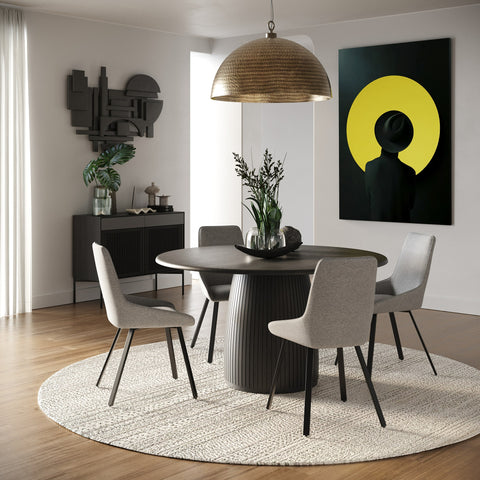 Modrest Lander Modern Mid Century Black Oak Round Dining Table  Model VGDW-J3630-1-BLK