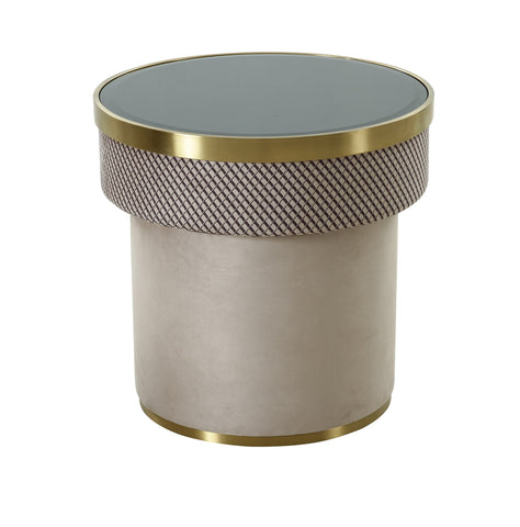 Modrest Larry Glass & Gold Accent End Table Model VGODLZ-246E-GOLD-ET